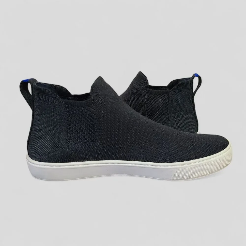 Rothy's The Chelsea Boot Womens Size 10.5 Black Knit Hi Top Comfort Shoe Slip On